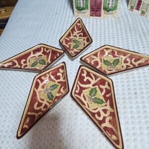 PFALTZGRAFF 5 PIECE HOLIDAY SPICE CHRISTMAS HOLLY DIP CANDY DISHES SET